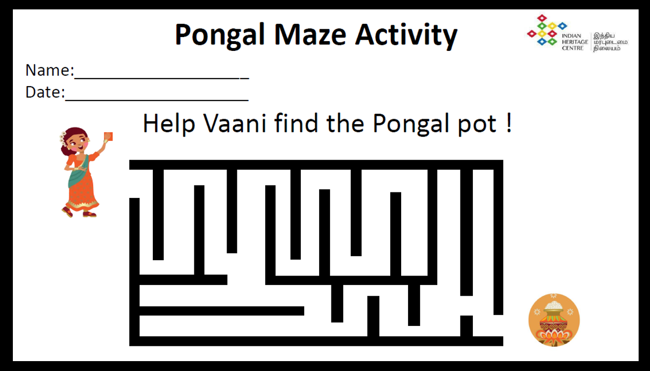 Pongal Maze Activity Sheet
